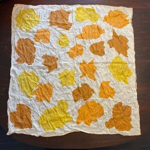 Vintage Floral Scarf Yellow Orange Brown Rose Print Square Head Neck Scarf‎